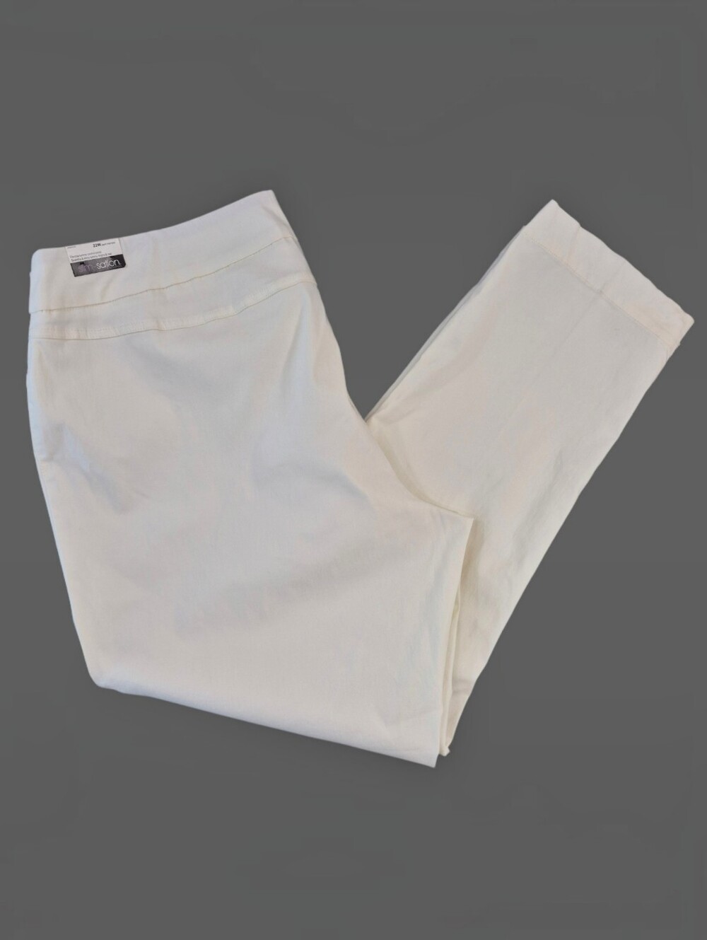 Slim-Sation by Multiples Ivory Pull-On Narrow Pants Tummy Panel Slimming Sz 22W
